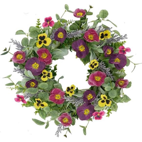 Spring Summer Wreath for front door Summer door wreath with Eucalyptus - Picture 1 of 8